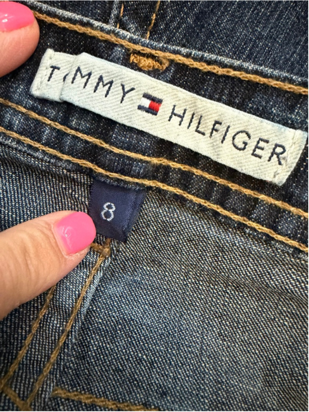 Tommy Hilfiger Flare Jeans Size 8 Dark Wash Bootcut Y2K Denim Jeans - Picture 9 of 10